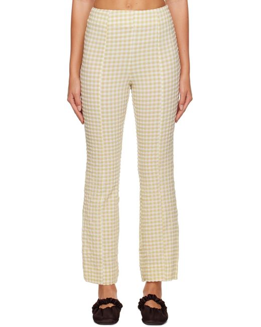 Ganni Natural Beige Check Trousers