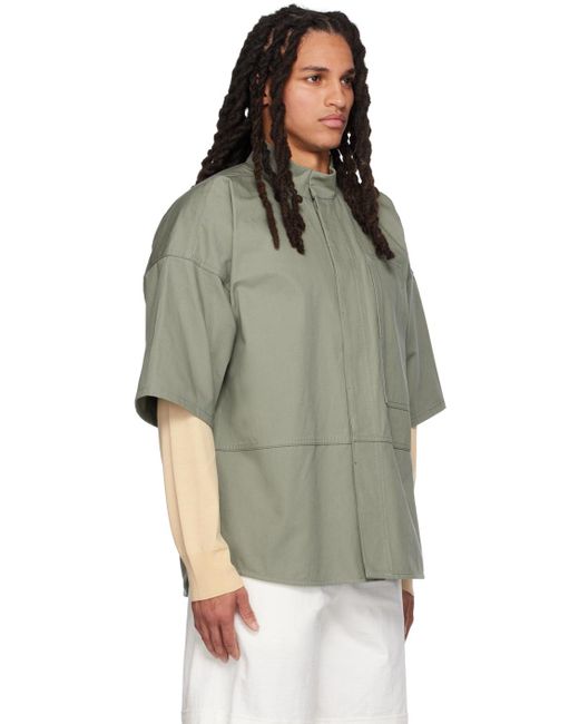 Jil Sander Green Paneled Shirt for men