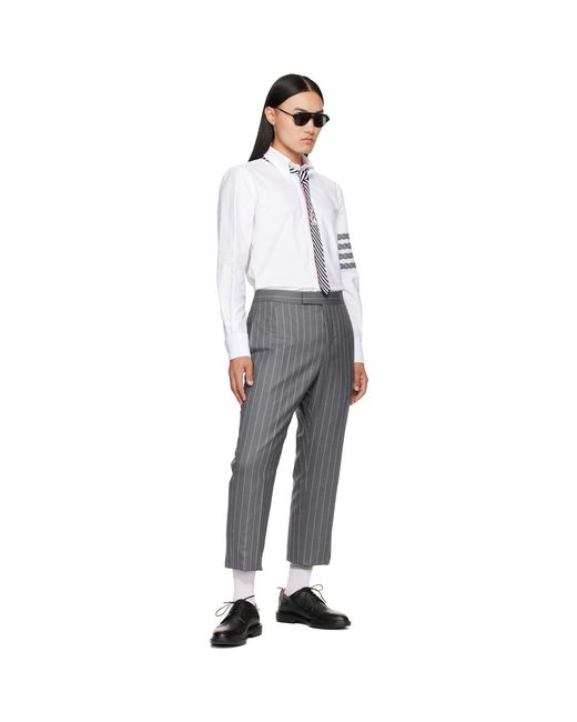 Thom Browne White 4-Bar Unraveling Cable Stitch Shirt for men