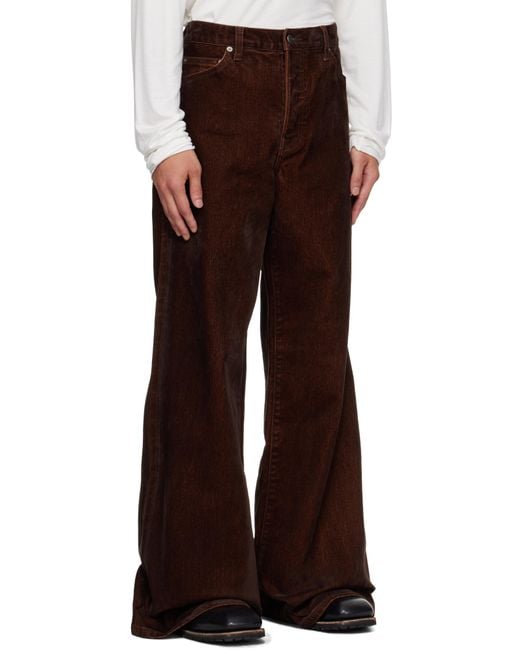 メンズ Cout de la Liberte ブラウン Victor スエード ツイル ワイドパンツ Brown