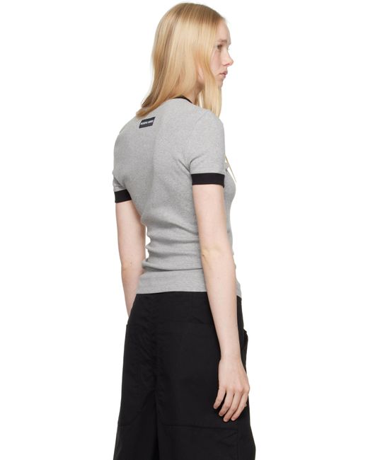MARINE SERRE グレー Moon Logo ジャージ フィット Tシャツ Black