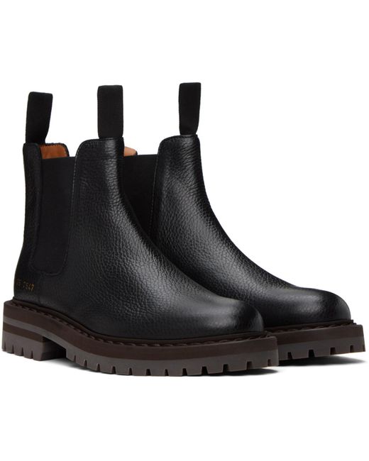 Common Projects Black Leather Chelsea Boots