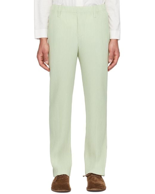 Homme Plissé Issey Miyake Natural Homme Plissé Issey Miyake Green Tailored Pleats 1 Trousers for men