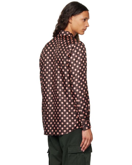 Moschino Red Silk Allover Polka Dot Shirt for men