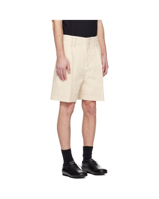 Lanvin Natural Off- High-Waisted Shorts for men