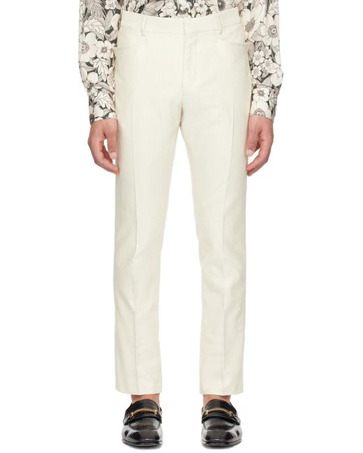 Pantalon blanc cassé à plis Tom Ford pour homme en coloris White