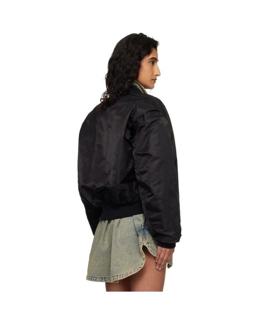 Entire studios Black Cropped Broad Bomber Jacket