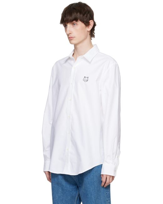 メンズ Maison Kitsuné ホワイト コントアー フォックスヘッド スケート シャツ White