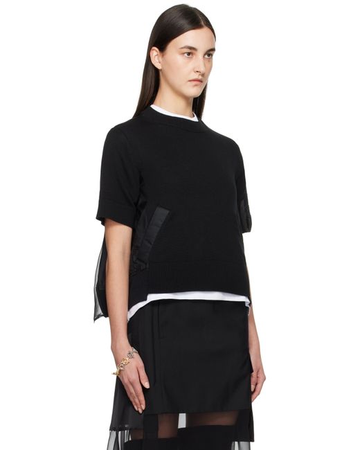Nylon Twill X Knit Cardigan