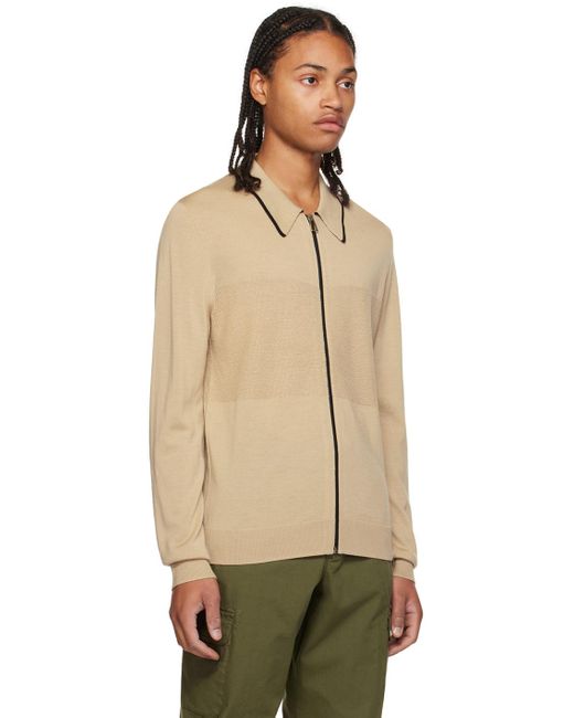 PS by Paul Smith Natural Beige Zip Sweater for men