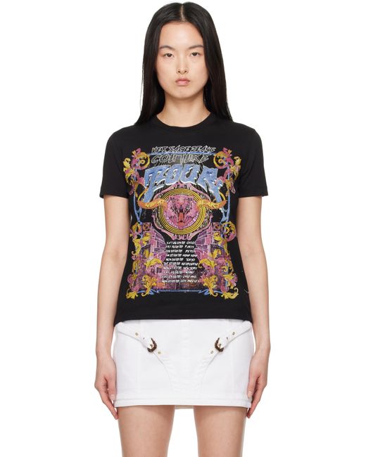 Versace Jeans Couture ブラック Crystal Tour Logo Tシャツ Black