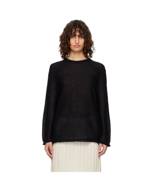 Totême Black Long Open Weave Knit Sweater