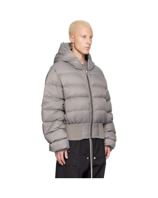 Rick Owens Gray Tower Nylon Duvet Hooded Down Jacket for men