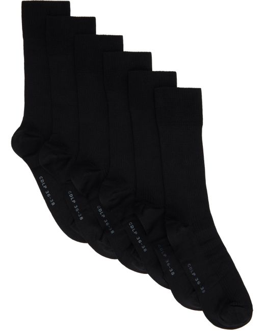 CDLP ブラック ミドルレングス コットン リブソックス 6足セット Black