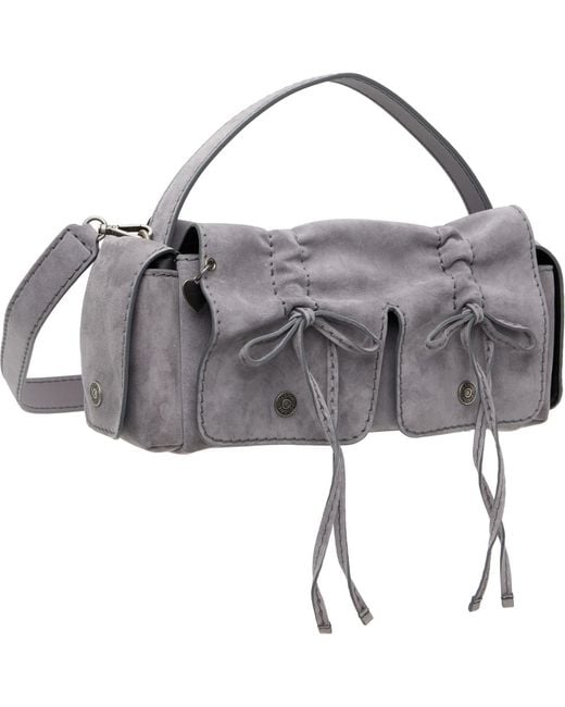 Acne Gray Multipocket Suede Shoulder Bag