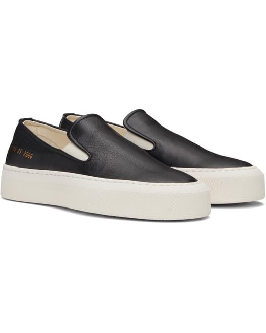Common Projects Black Leather Slip-On Sneakers