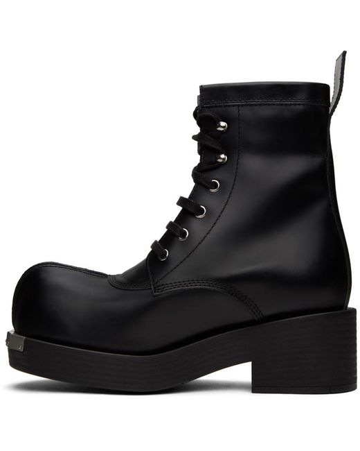 MM6 by Maison Martin Margiela Black Lace-up Leather Ankle Boots