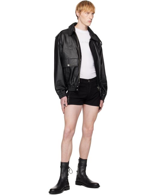 メンズ Ludovic de Saint Sernin ブラック Double レースアップ デニムショートパンツ Black