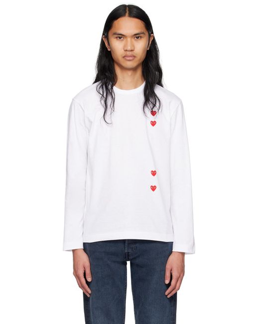 メンズ COMME DES GARÇONS PLAY Comme Des Garçons Play ホワイト Vertical Heart 長袖tシャツ White