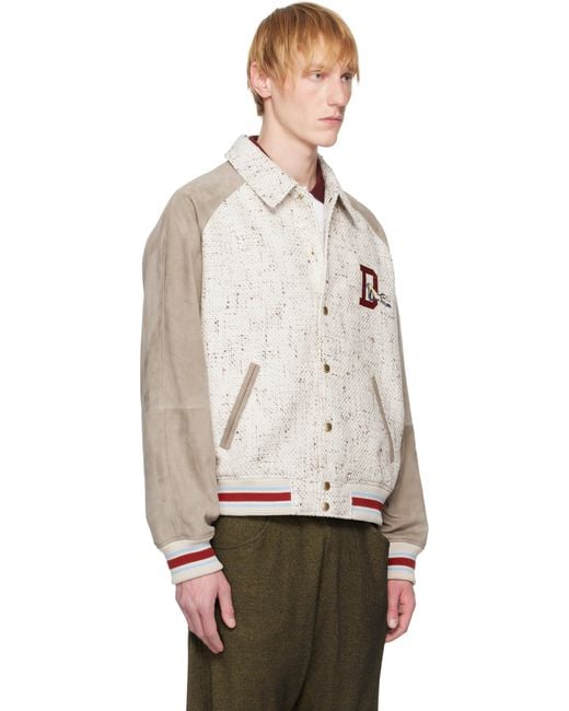 Drole de Monsieur Natural 'Le Bomber Tweed' Leather Bomber Jacket for men