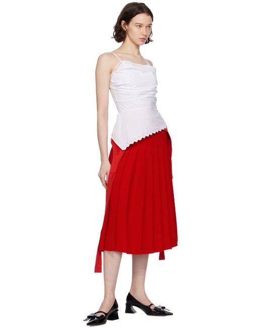 Pushbutton Red Draped Camisole