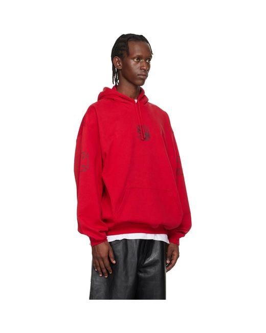 Vetements Red Tripple Biker Cross Logo Hoodie for men