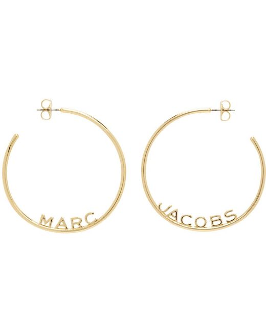 Marc Jacobs Black Gold 'the Monogram Hoops Dtm' Earrings