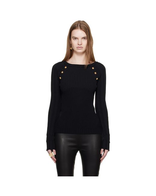 Balmain Black Knit Buttons Sweater