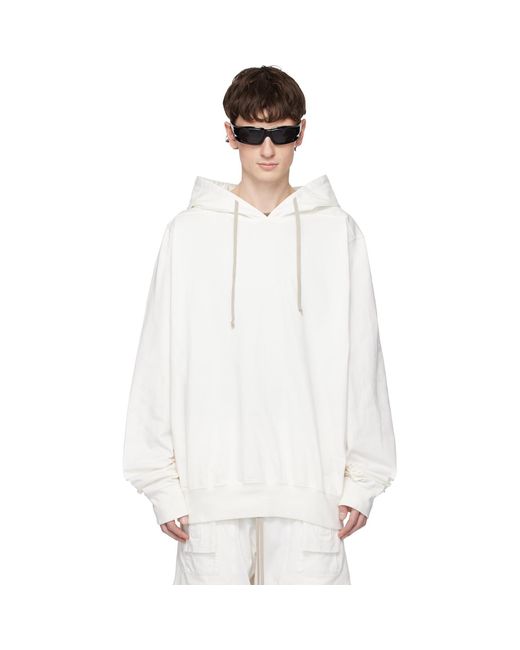 Rick Owens White Off- Temple Oversized Hoodie for men