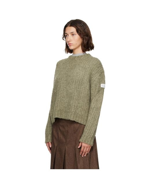 MM6 by Maison Margiela Green Khaki Bouclé Sweater