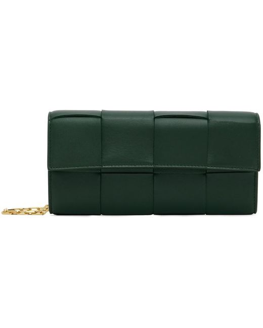 Bottega Veneta Green Intreccio Cassette Chain Bag