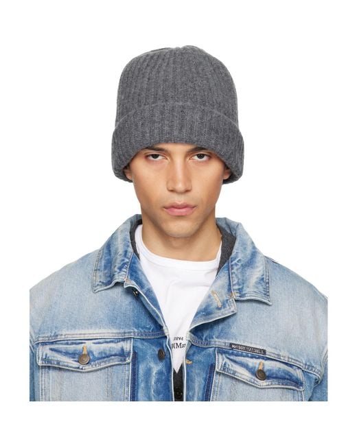 Maison Margiela Blue Ribbed Beanie for men