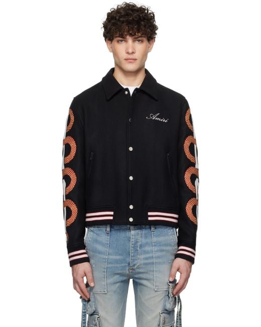 Amiri Black Snake Bones Bomber Jacket for men
