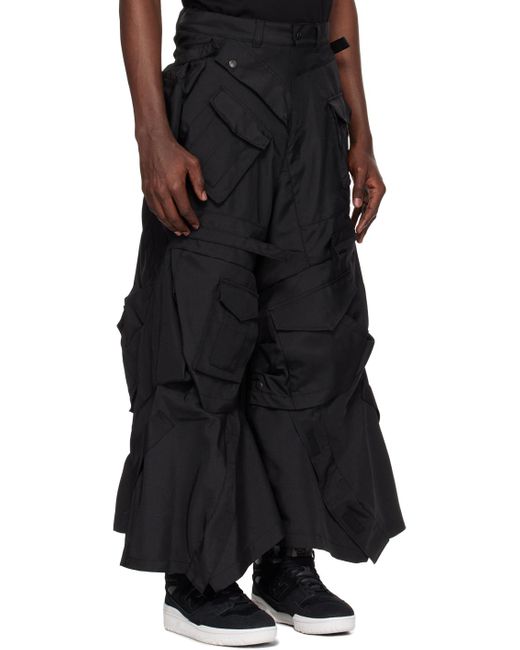 Junya Watanabe Black Asymmetric Cargo Pants for men