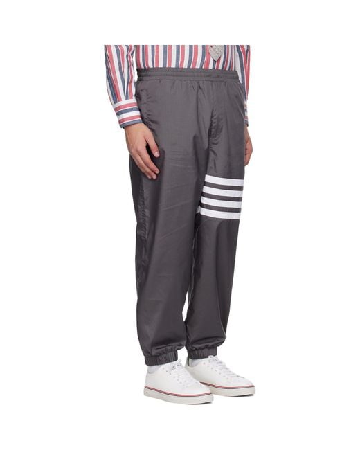 Thom Browne Black Shiny Ripstop 4-Bar Track Pants for men