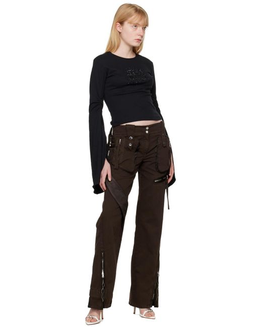 T-Shirt À Manches Longues Noir À Logo Modifié À Ornements Facettés Blumarine en coloris Black