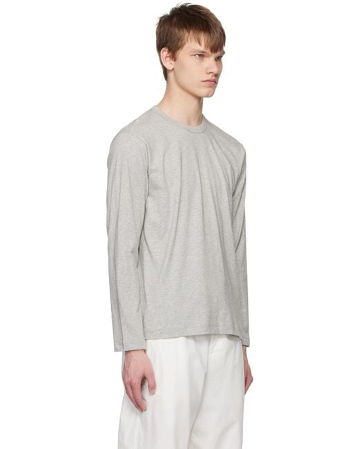 メンズ Comme des Garçons グレー クルーネック 長袖Tシャツ Black