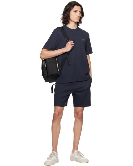 Boss Blue Embroidered Shorts for men