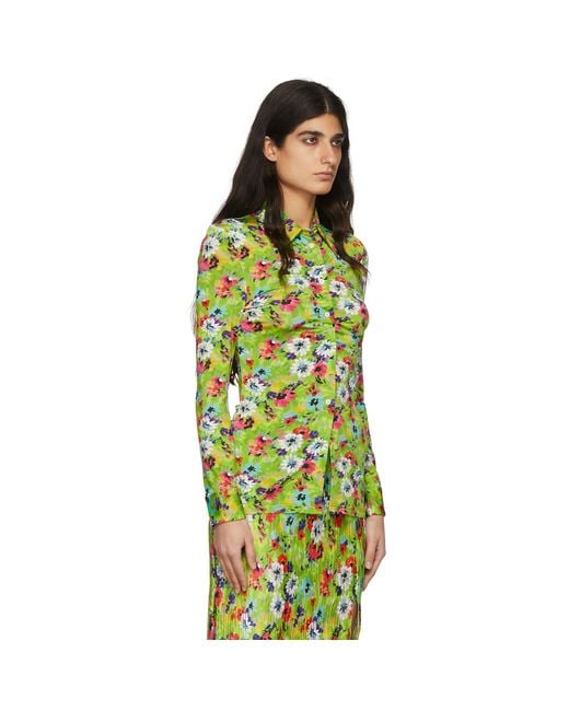 MSGM Green Viscose Shirt
