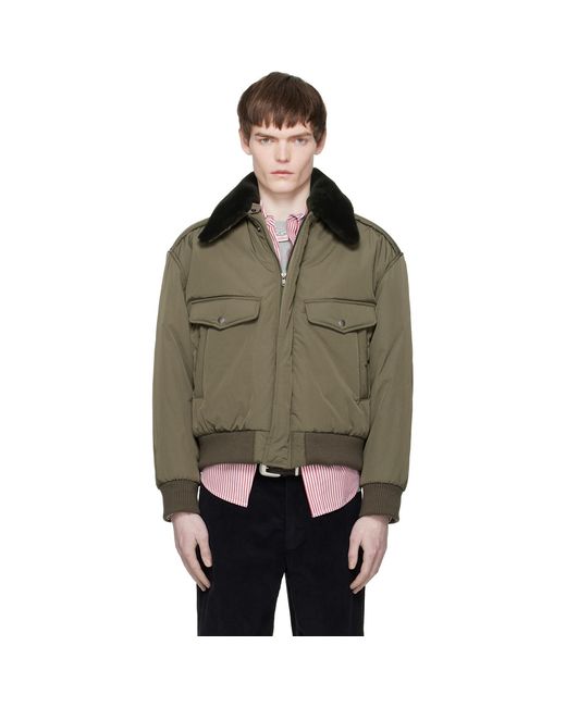 Commission Green Khaki Midtown Nylon Bomber Jacket for men