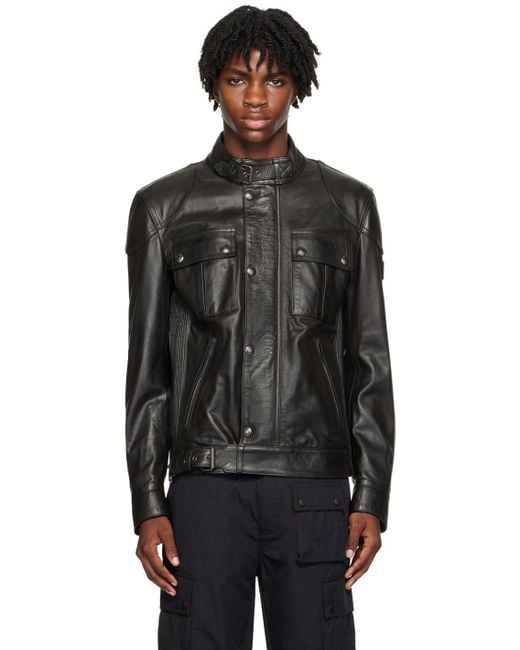Belstaff Black Waxed Leather Jacket for men
