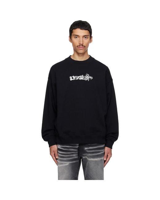 Off-White c/o Virgil Abloh Black Heraldic Arrow Skate Crewneck Sweatshirt for men