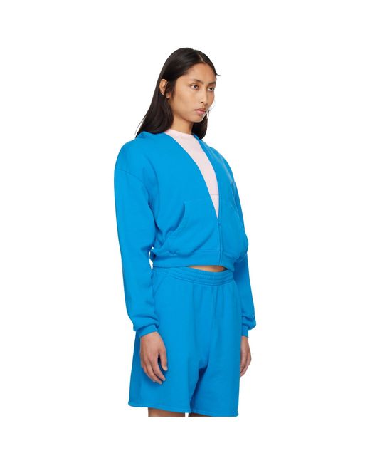 Pull À Capuche Bleu En Jersey Bouclette À Glissière Skims en coloris Blue