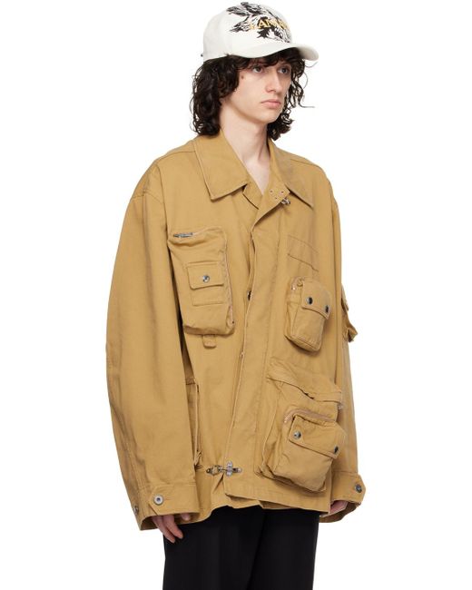 Lanvin Multicolor Tan Future Edition Asymmetrical Utility Jacket for men