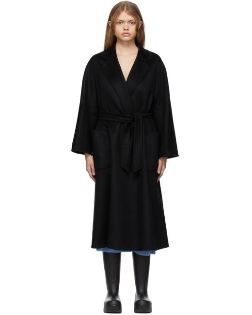 Max Mara Cashmere Black Labbro Wrap Coat | Lyst Canada