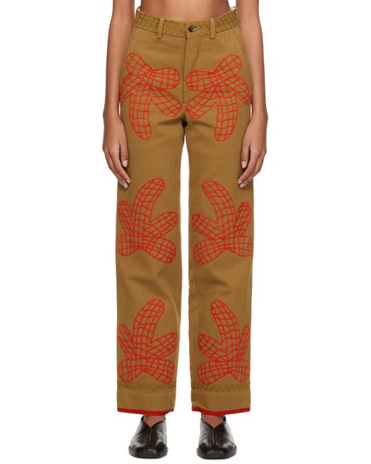 Bode Multicolor Brown Field Maple Trousers