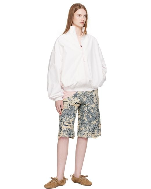 Acne ブルー ディストレス モノグラム デニムショートパンツ Black