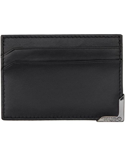 HUGO Black Plaque Wallet & Card Holder Set for men