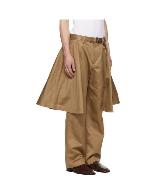 Sacai Natural Cotton Chino Trousers for men