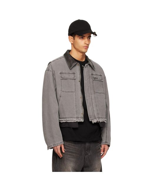 we11done Gray Cut-Out Work Jacket for men